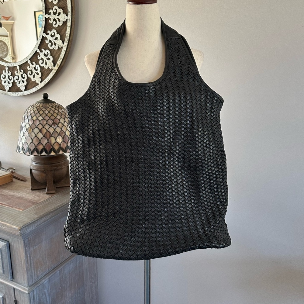 Black Woven Shoulder Bag - Women's Tote